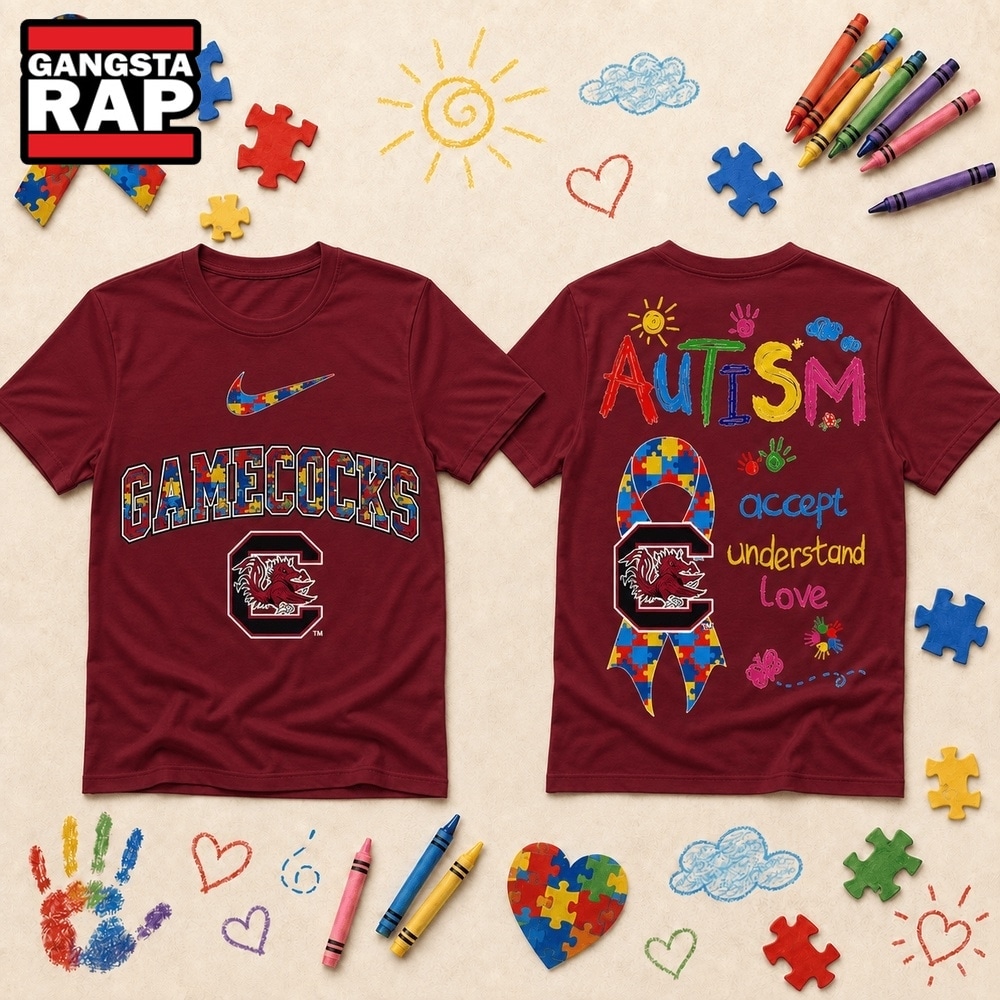 South Carolina Gamecocks NCAA Autism Awareness Puzzle Ribbon T Shirt , NCAA 3D Shirt South Carolina Gamecocks Ncaa Autism Awareness Puzzle Ribbon T Shirt