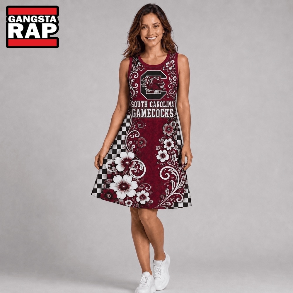 South Carolina Gamecocks NCAA Sporty Floral Elegance Women’s Sleeveless Dress, NCAA Women Dress Shirt South Carolina Gamecocks Ncaa Sporty Floral Elegance Women S Sleeveless Dress