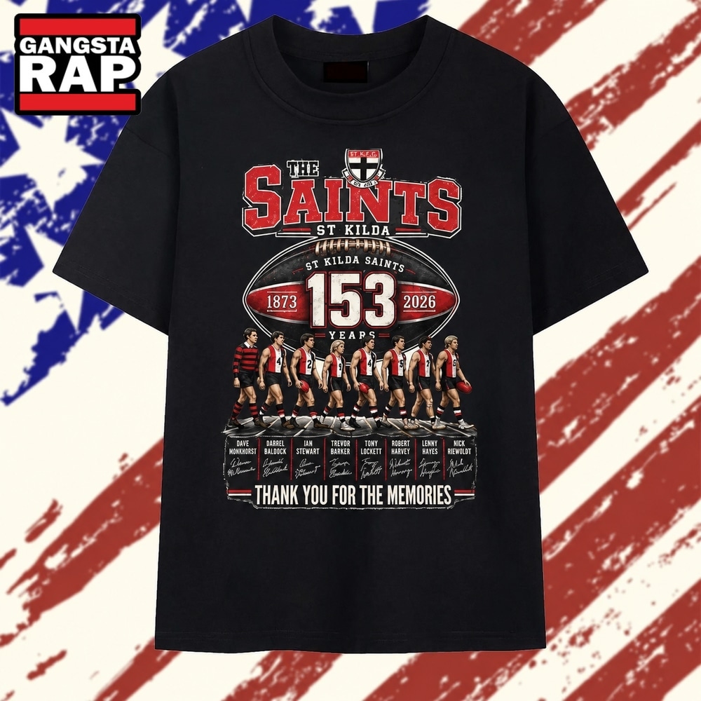 St Kilda Saints 153 Years 1873 2026 Signatures AFL Football T Shirt , Trending 2D Shirt ST Kilda Saints 153 Years 1873 2026 Signatures Afl Football T Shirt