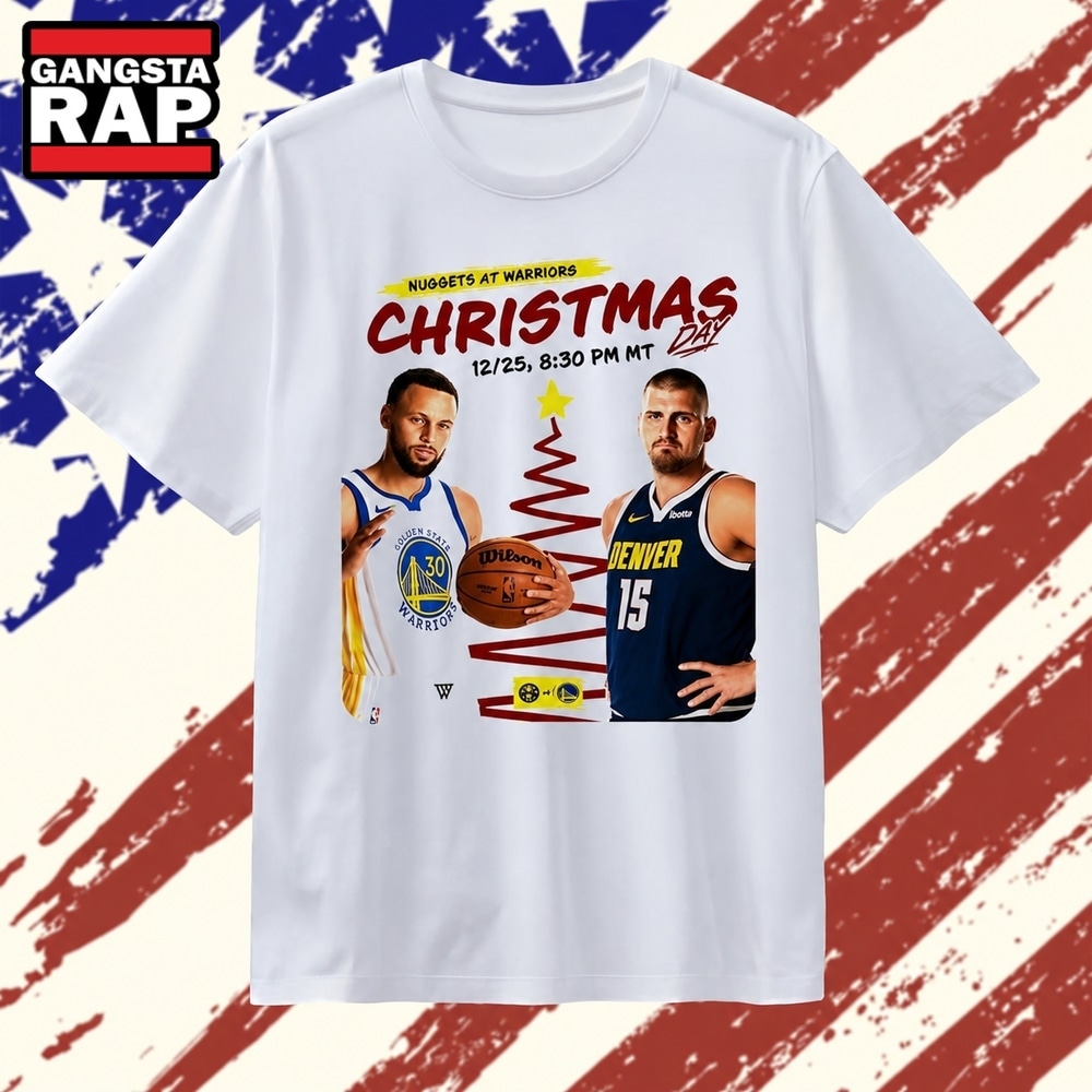Stephen Curry and Nikola Jokic Nuggets at Warriors Christmas Day Game T Shirt , Trending 2D Shirt Stephen Curry And Nikola Jokic Nuggets AT Warriors Christmas Day Game T Shirt