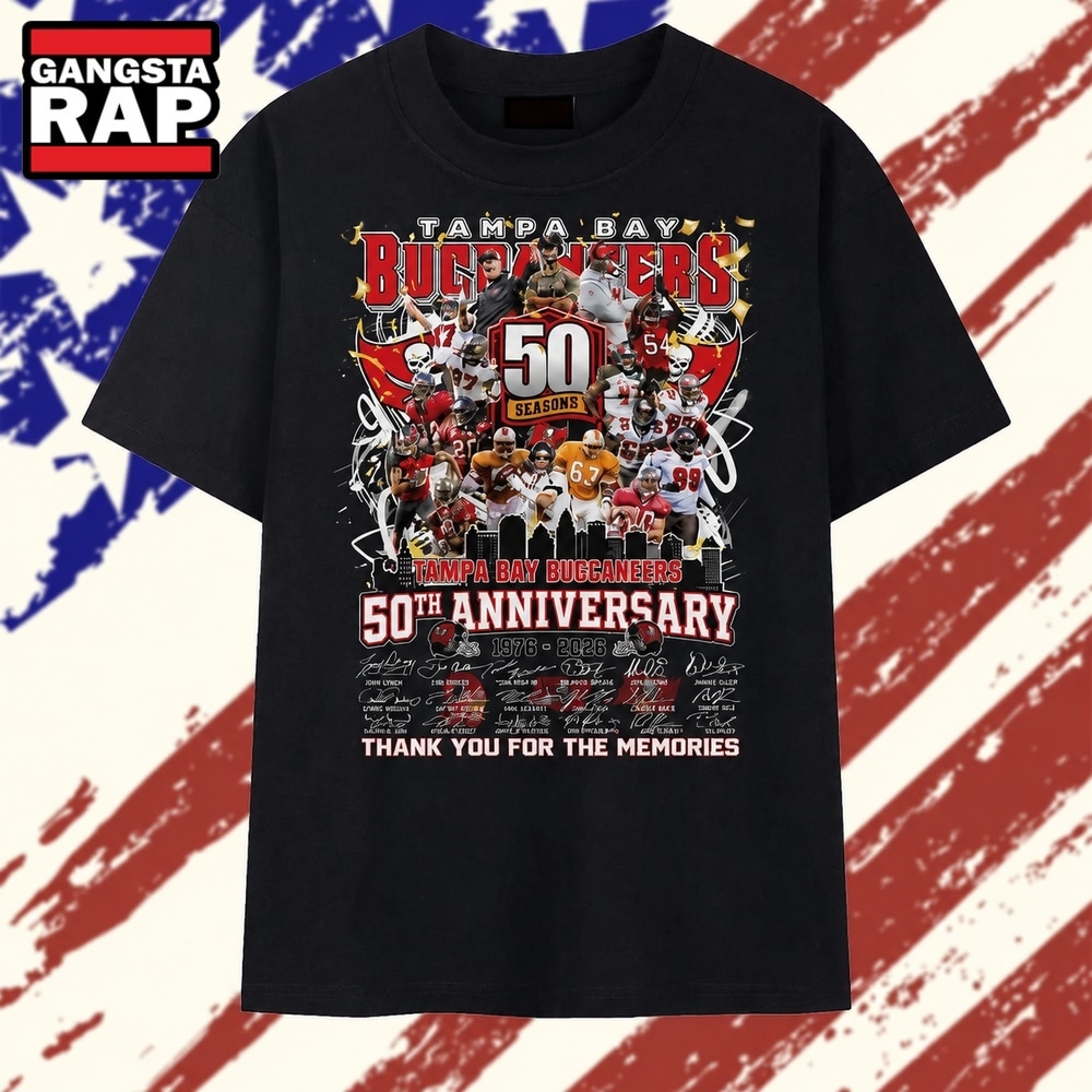 Tampa Bay Buccaneers 50th Anniversary 1976 2026 Thank You For The Memories T Shirt , Vintage Trending Shirt Tampa Bay Buccaneers 50th Anniversary 1976 2026 Thank You For The Memories T Shirt