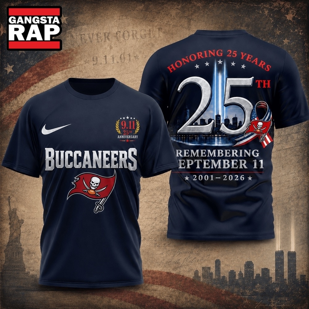 Tampa Bay Buccaneers NFL Honoring 25 Years Remembering September 11 T Shirt, Football New Design Shirt Tampa Bay Buccaneers Nfl Honoring 25 Years Remembering September 11 T Shirt