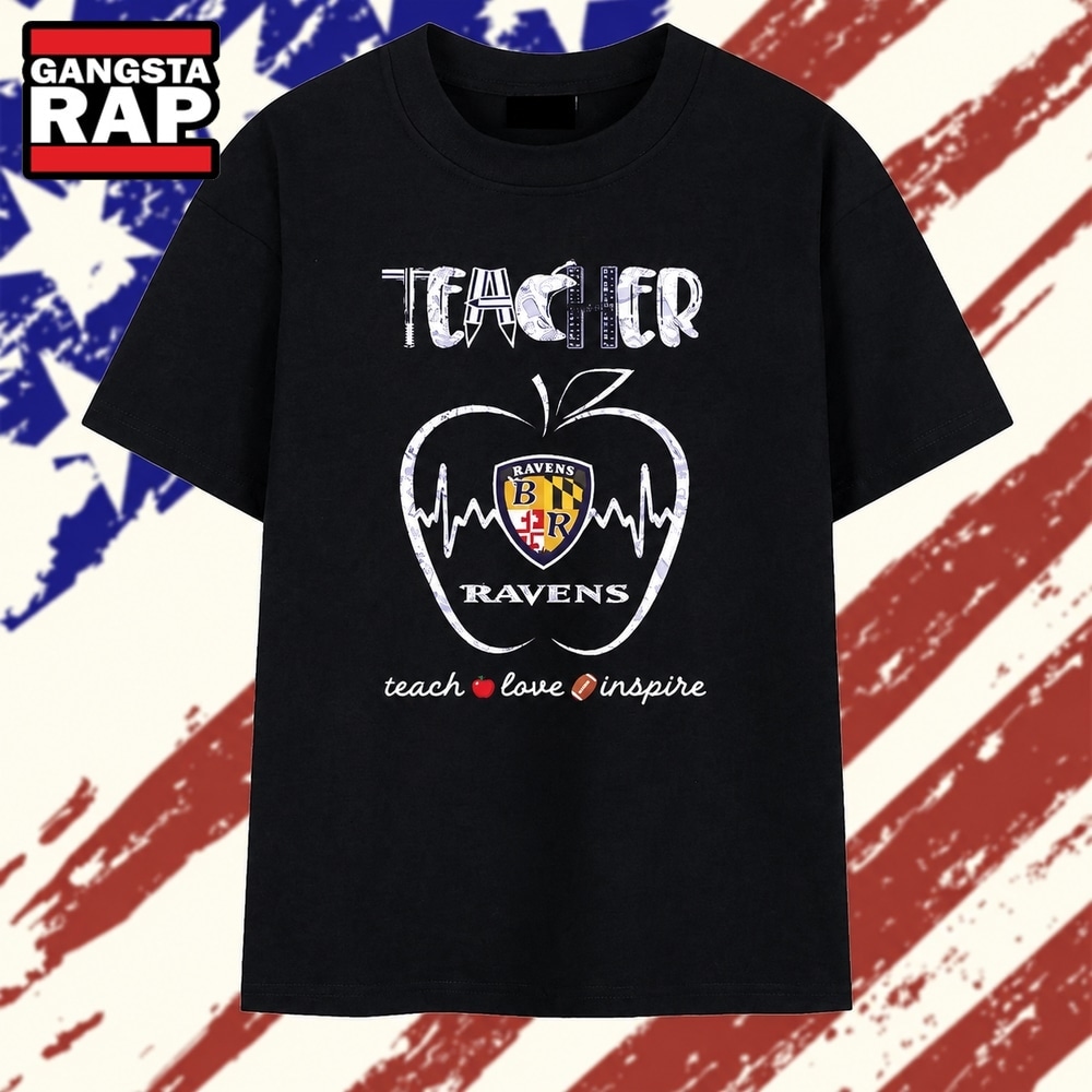 Teacher Baltimore Ravens Teach Love Inspire T Shirt , Vintage Trending Shirt Teacher Baltimore Ravens Teach Love Inspire T Shirt
