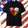 Temple Owls x Pittsburgh Steelers skulls face to face heart shape distressed T Shirt , Vintage Trending Shirt Temple Owls X Pittsburgh Steelers Skulls Face TO Face Heart Shape Distressed T Shirt