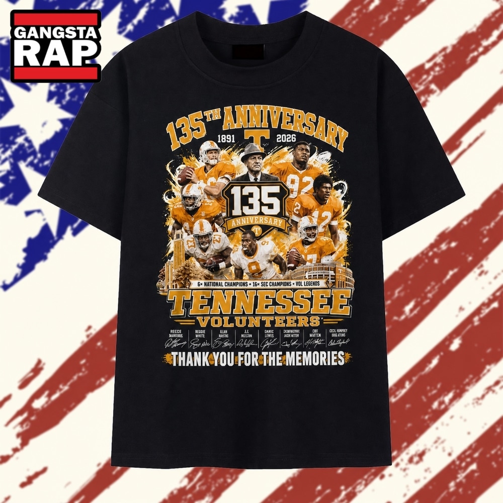 Tennessee Volunteers Football 135th Anniversary 1891 2026 T Shirt, Trending 2D Shirt Tennessee Volunteers Football 135th Anniversary 1891 2026 T Shirt