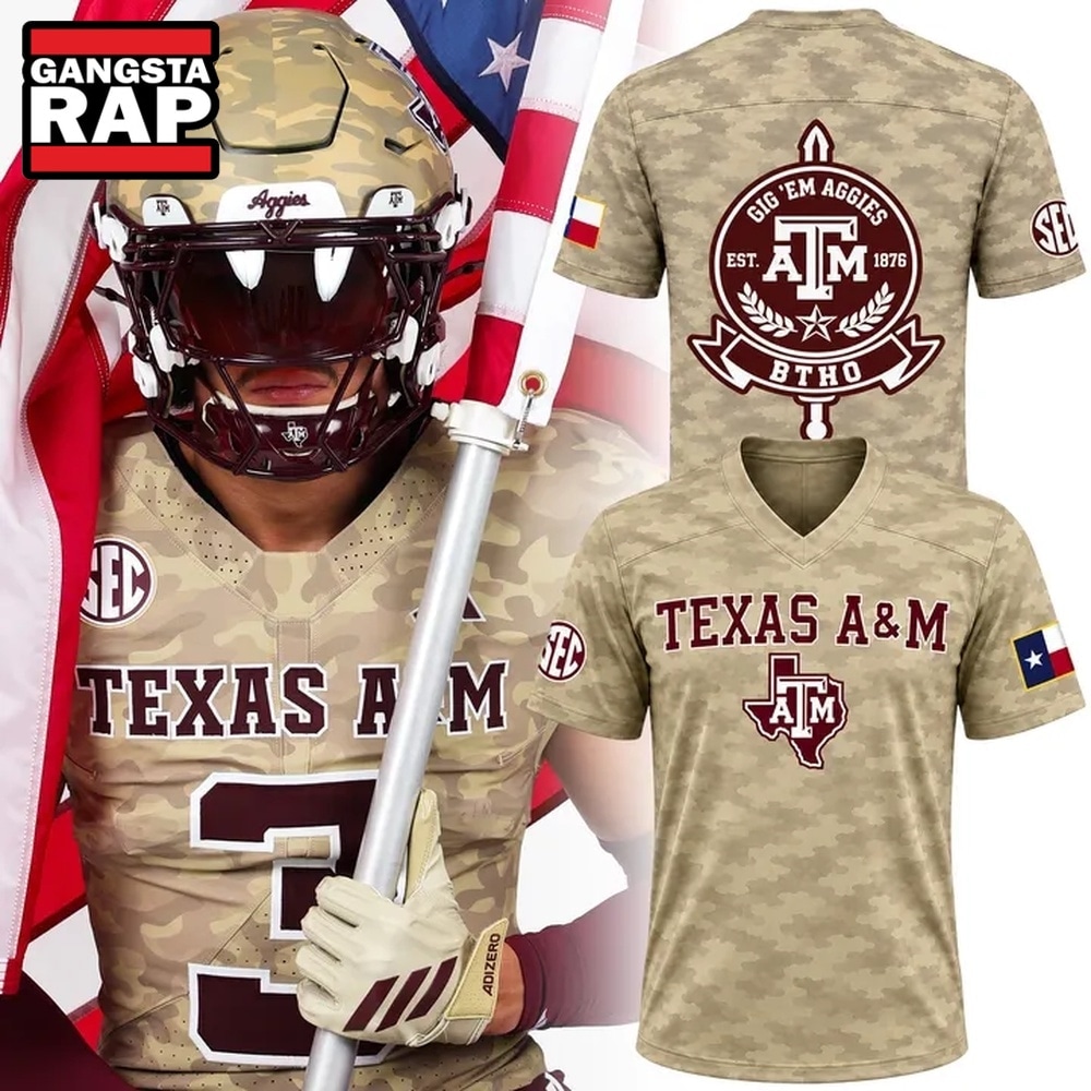 Texas A&M Aggies 2026 Honor & Support Camo Football Jersey , Trending Design Shirt Texas A&M Aggies 2026 Honor & Support Camo Football Jersey , Trending Design Shirt