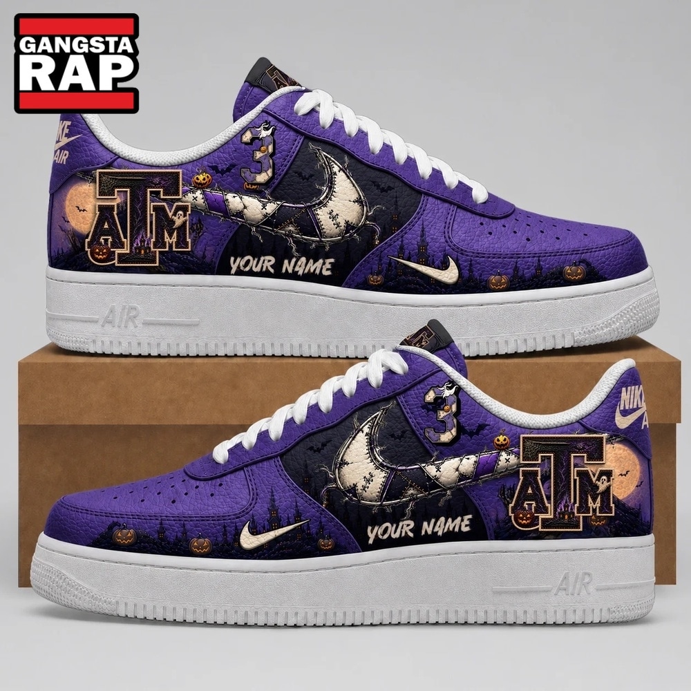 Texas A&M Aggies 2026 NCAA Haunted Moon Halloween Custom Air Force 1 Shoes Sneakers , NCAA Sport Sneakers Texas A M Aggies 2026 Ncaa Haunted Moon Halloween Custom Air Force 1 Shoes Sneakers