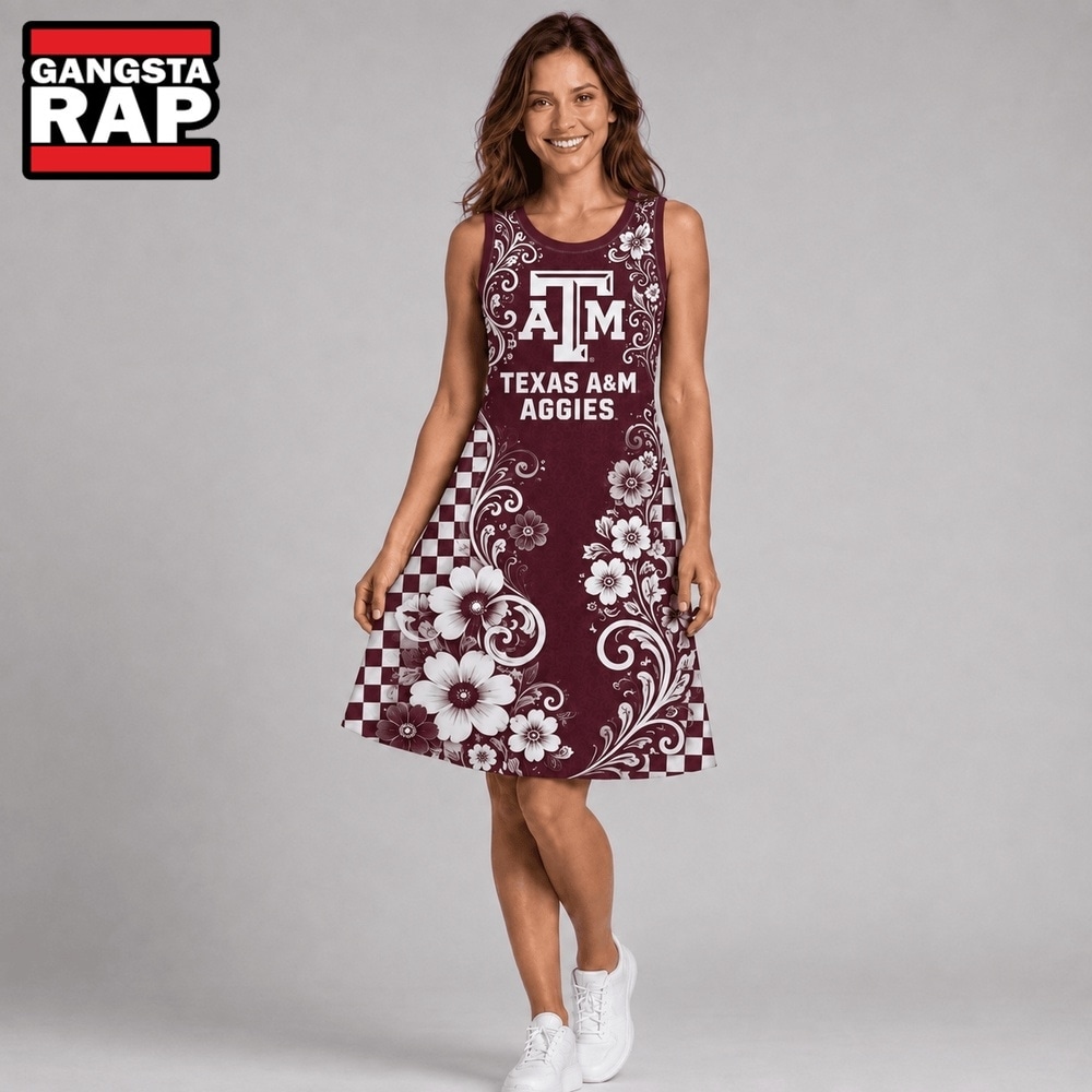 Texas A&M Aggies NCAA Sporty Floral Elegance Women’s Sleeveless Dress, NCAA Women Dress Shirt Texas A M Aggies Ncaa Sporty Floral Elegance Women S Sleeveless Dress
