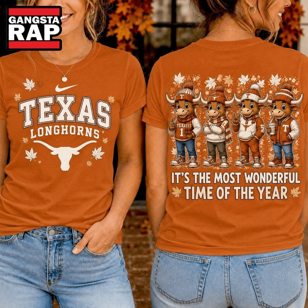 Texas Longhorns 2026 NCAA Autumn Festive Cheer T Shirt , NCAA 3D Shirt Texas Longhorns 2026 Ncaa Autumn Festive Cheer T Shirt