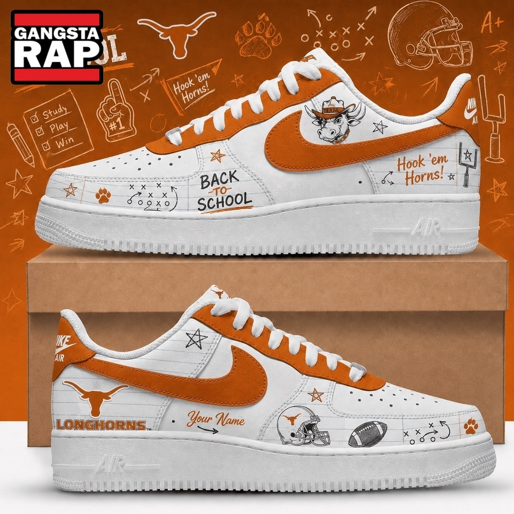 Texas Longhorns 2026 NCAA Football Back To School Air Force 1 Shoes Sneakers , NCAA Sport Sneakers Texas Longhorns 2026 Ncaa Football Back TO School Air Force 1 Shoes Sneakers