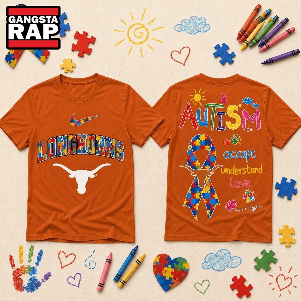 Texas Longhorns NCAA Autism Awareness Puzzle Ribbon T Shirt , NCAA 3D Shirt Texas Longhorns Ncaa Autism Awareness Puzzle Ribbon T Shirt