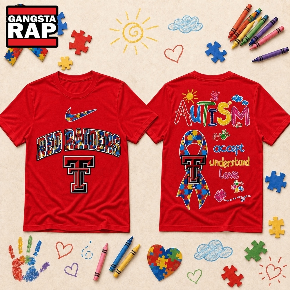 Texas Tech Red Raiders NCAA Autism Awareness Puzzle Ribbon T Shirt , NCAA 3D Shirt Texas Tech Red Raiders Ncaa Autism Awareness Puzzle Ribbon T Shirt