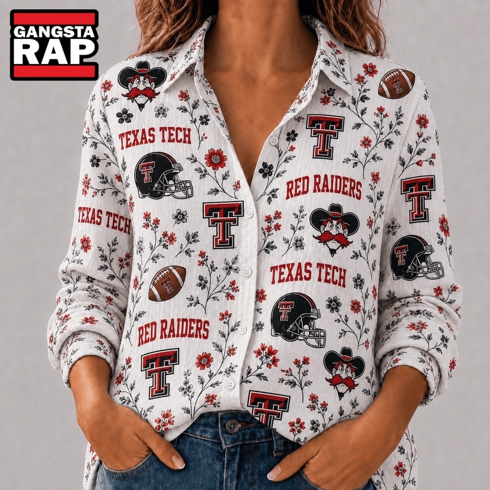 Texas Tech Red Raiders NCAA College Spirit Blossoms Women Casual Shirt, NCAA Women Casual Shirt Texas Tech Red Raiders Ncaa College Spirit Blossoms Women Casual Shirt