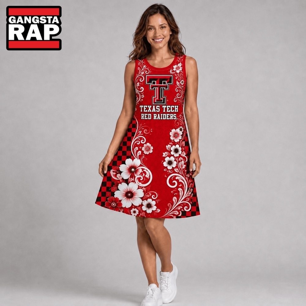 Texas Tech Red Raiders NCAA Sporty Floral Elegance Women’s Sleeveless Dress, NCAA Women Dress Shirt Texas Tech Red Raiders Ncaa Sporty Floral Elegance Women S Sleeveless Dress