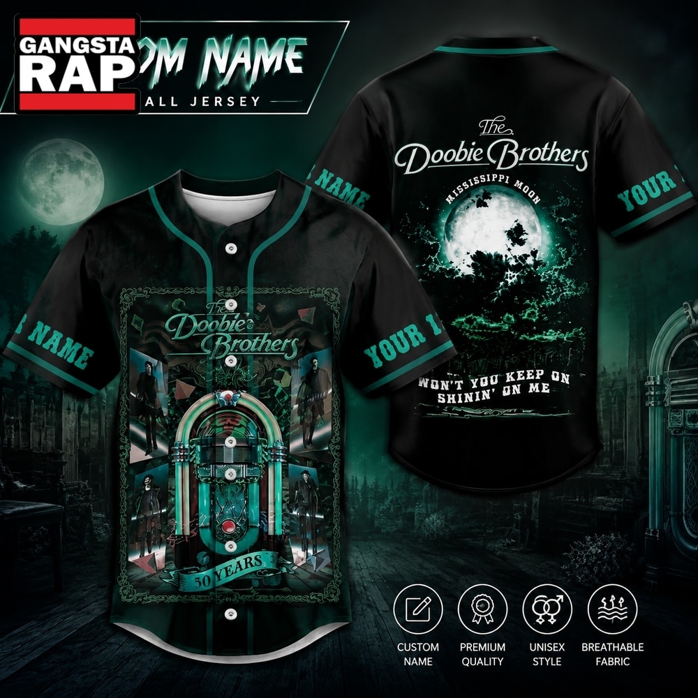 The Doobie Brothers 50 Years Mississippi Moon Personalized Baseball Jersey , Music Fans Jersey Shirt The Doobie Brothers 50 Years Mississippi Moon Personalized Baseball Jersey , Music Fans Jersey Shirt
