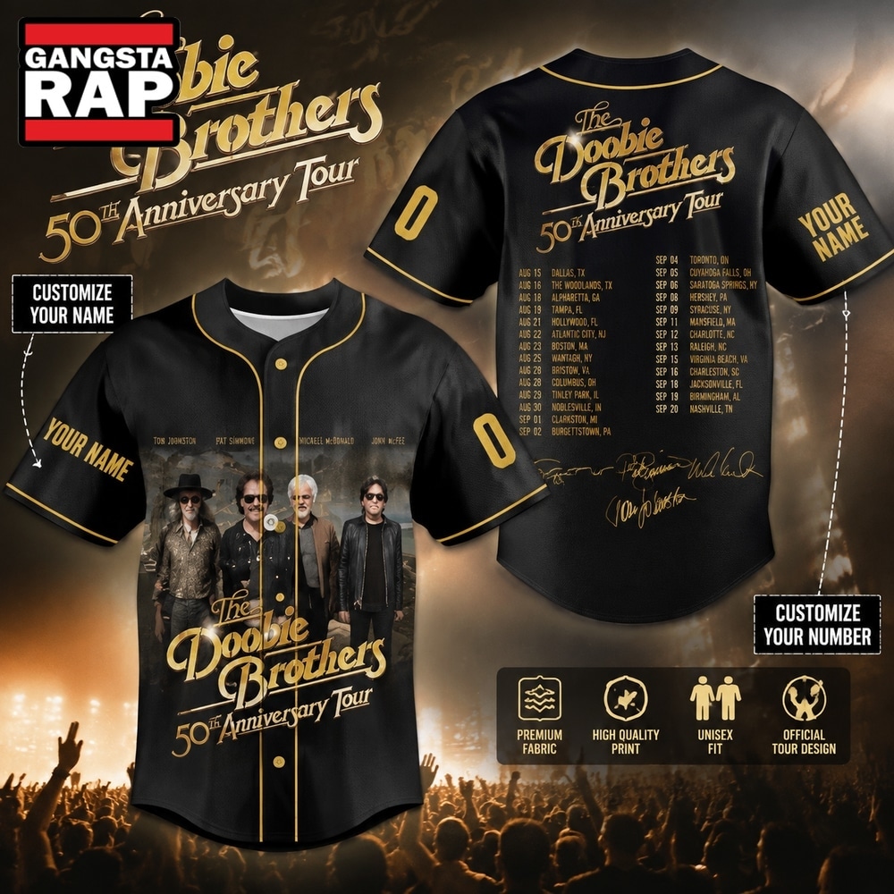 The Doobie Brothers 50th Anniversary Tour baseball jersey , Music Fans Jersey Shirt The Doobie Brothers 50th Anniversary Tour Baseball Jersey