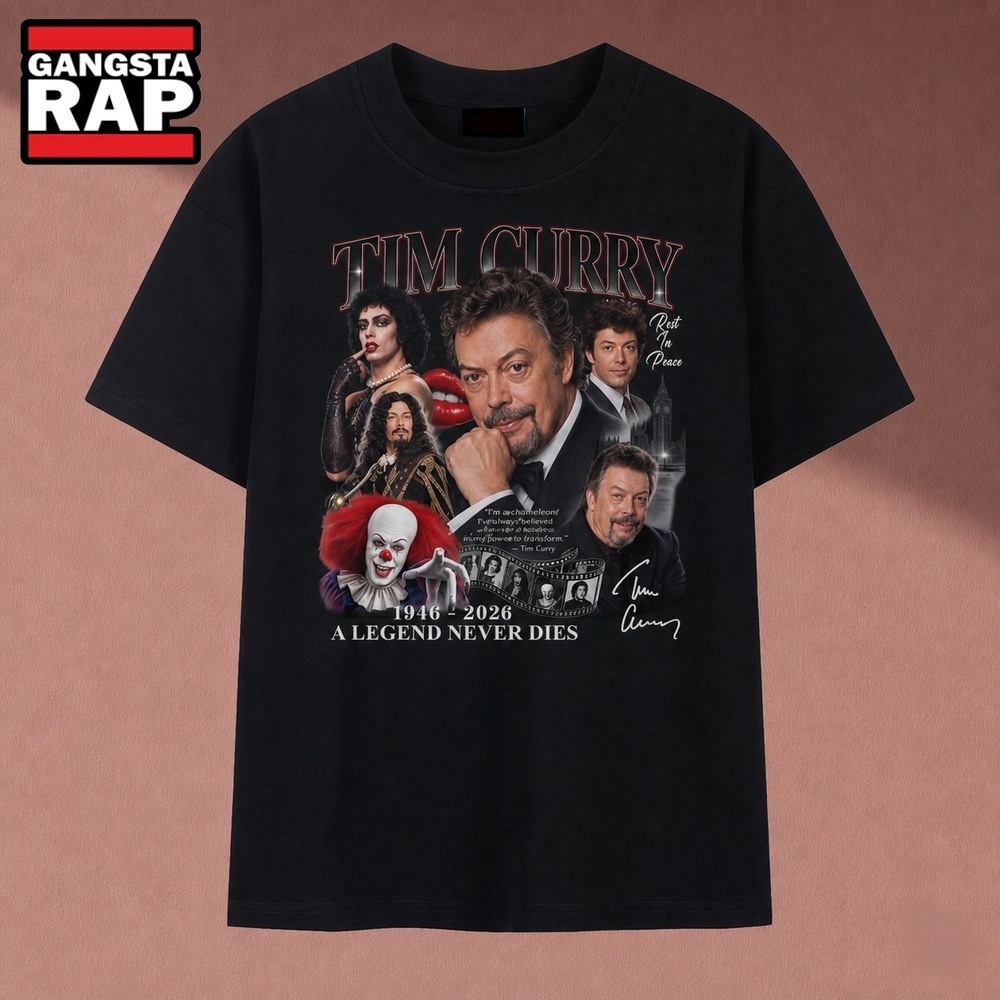 Tim Curry 1946 2026 A Legend Never Dies Tribute Collage T Shirt, Music 2D Shirt Tim Curry 1946 2026 A Legend Never Dies Tribute Collage T Shirt