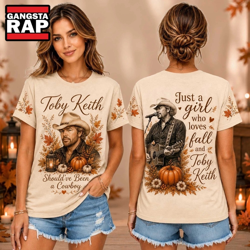 Toby Keith Autumn Harvest Pumpkin Motif Unisex 3D Shirt , Music Trend Shirt Toby Keith Autumn Harvest Pumpkin Motif Unisex 3D Shirt