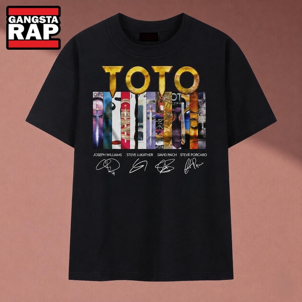 TOTO Band Graphic Discography Cast Signatures Rock T Shirt, Music 2D Shirt TOTO Band Graphic Discography Cast Signatures Rock T Shirt, Music 2D Shirt