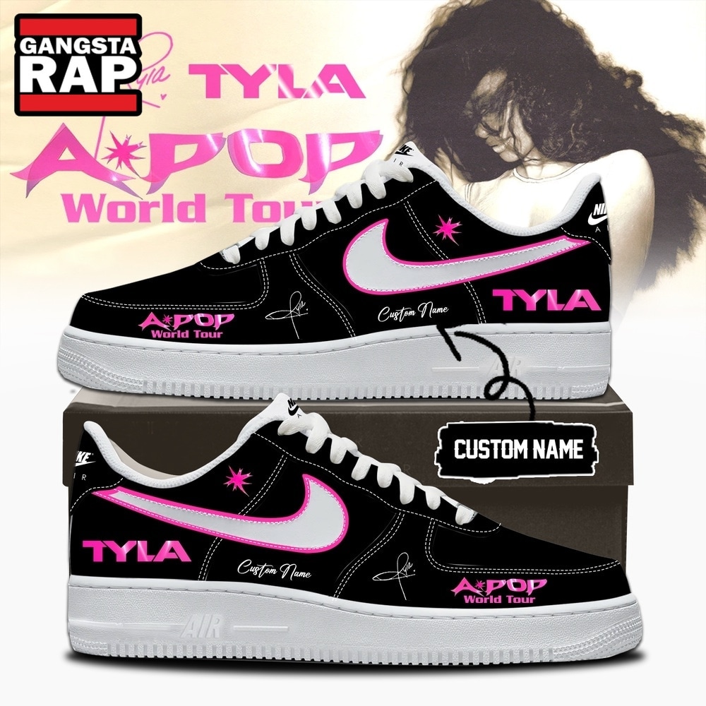 Tyla A POP World Tour Limited Edition Signature 2026 Black Air Force 1 Shoes , Music Trending Shoes Tyla A Pop World Tour Limited Edition Signature 2026 Black Air Force 1 Shoes