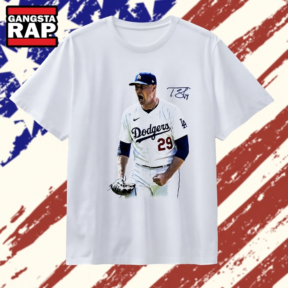 Tyler Glasnow Los Angeles Dodgers 29 Signature T Shirt , Vintage Trending Shirt Tyler Glasnow Los Angeles Dodgers 29 Signature T Shirt