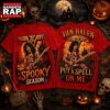 Van Halen Striped Guitar Halloween Moon Spooky Season 3D Shirt , Music Trending 3D Shirt Van Halen Striped Guitar Halloween Moon Spooky Season 3D Shirt