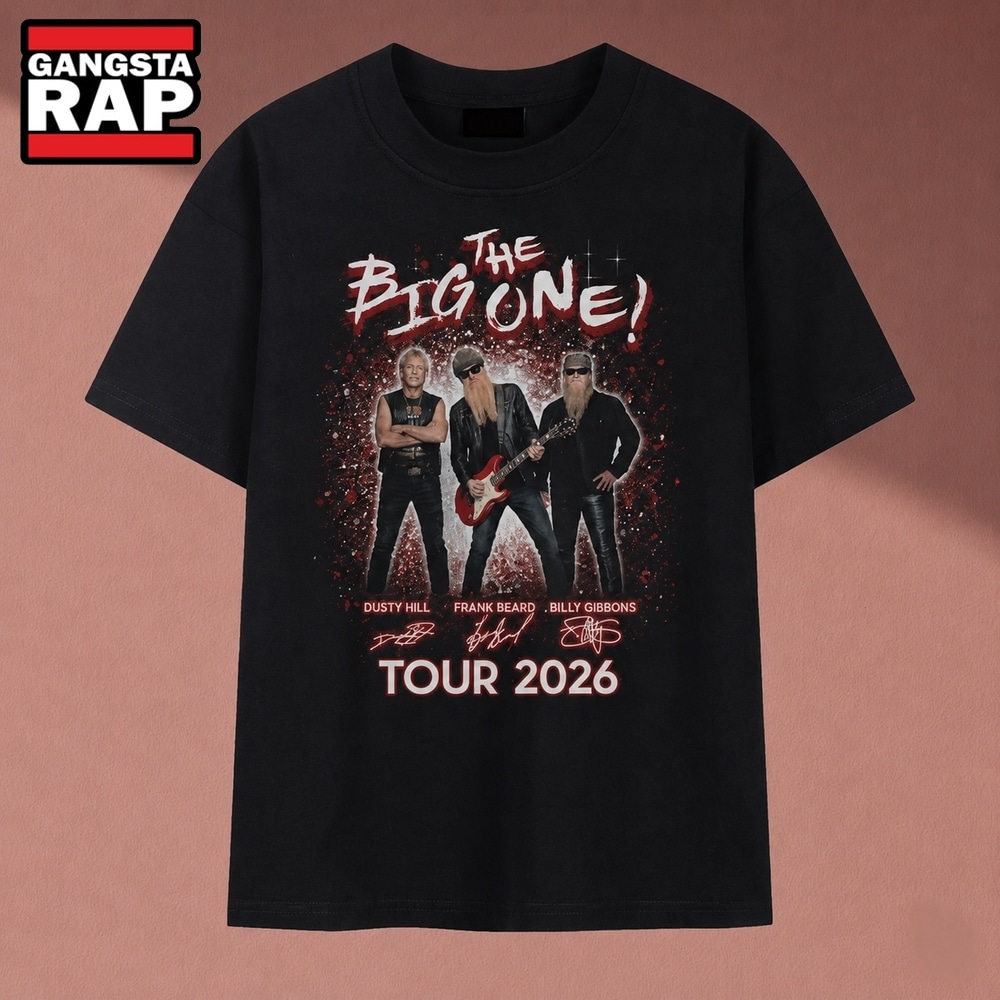 Vintage ZZ Top The Big One Tour 2026 Band Signatures T Shirt , Music 2D Shirt Vintage ZZ Top The Big One Tour 2026 Band Signatures T Shirt