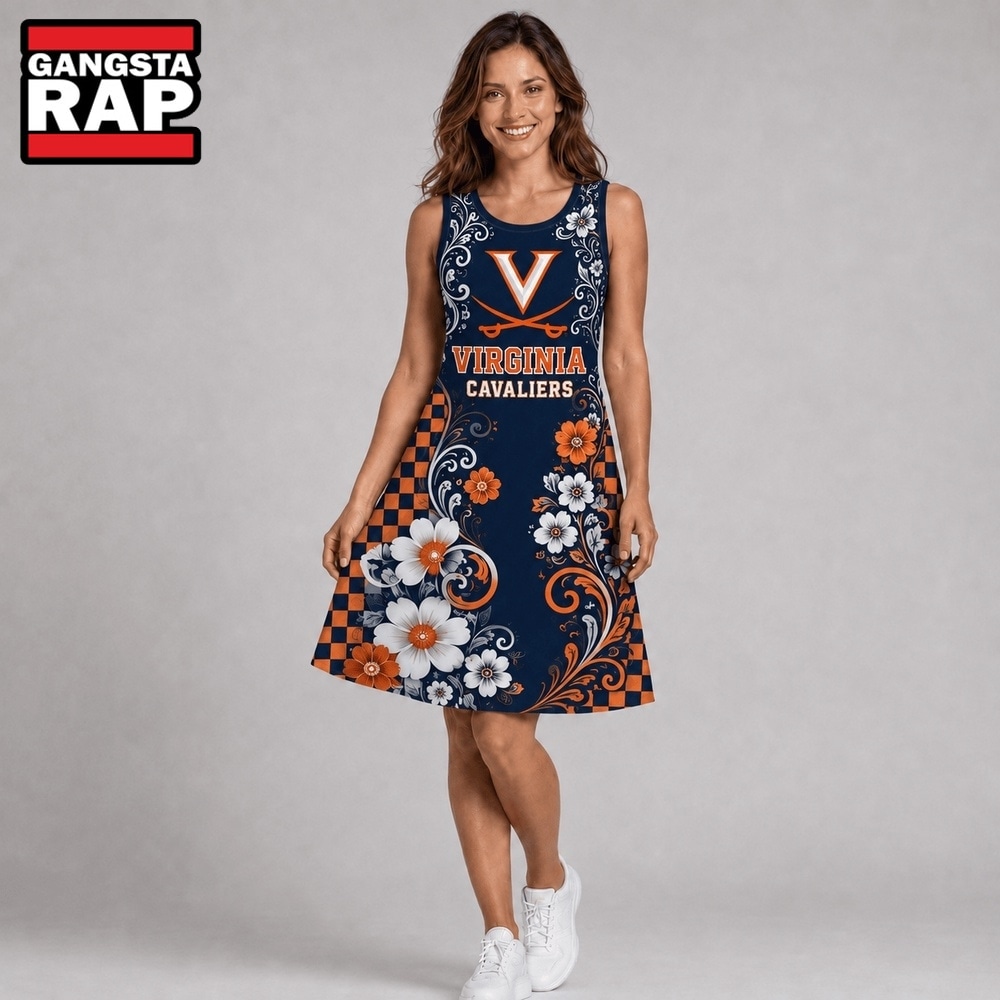 Virginia Cavaliers NCAA Sporty Floral Elegance Women’s Sleeveless Dress, NCAA Women Dress Shirt Virginia Cavaliers Ncaa Sporty Floral Elegance Women S Sleeveless Dress