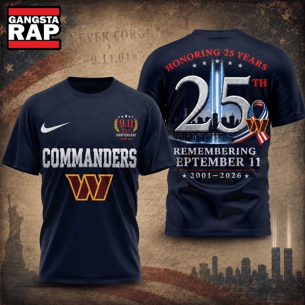 Washington Commanders NFL Honoring 25 Years Remembering September 11 T Shirt, Football New Design Shirt Washington Commanders Nfl Honoring 25 Years Remembering September 11 T Shirt