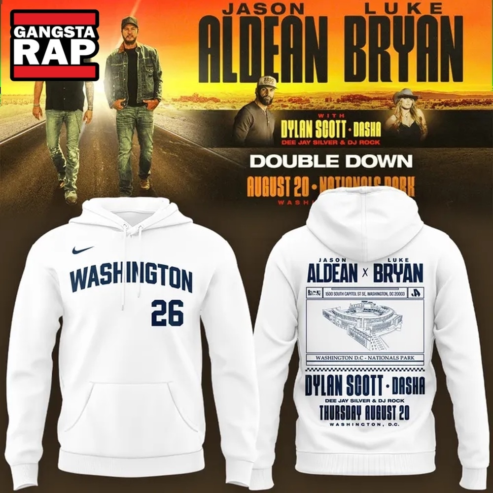 Washington Nationals x Jason Aldean And Luke Bryan 2026 Limited Edition White Hoodie, Trending 3D Music Shirt Washington Nationals x Jason Aldean And Luke Bryan 2026 Limited Edition White Hoodie, Trending 3D Music Shirt