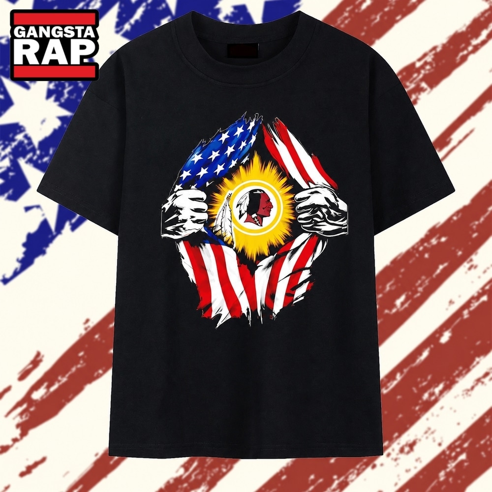 Washington Redskins American flag ripped chest T Shirt , Trending 2D Shirt Washington Redskins American Flag Ripped Chest T Shirt