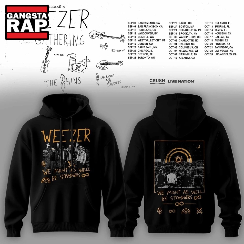 Weezer Merch The Gathering 2026 North America Tour Black Hoodie , Music Trending 3D Shirt Weezer Merch The Gathering 2026 North America Tour Black Hoodie