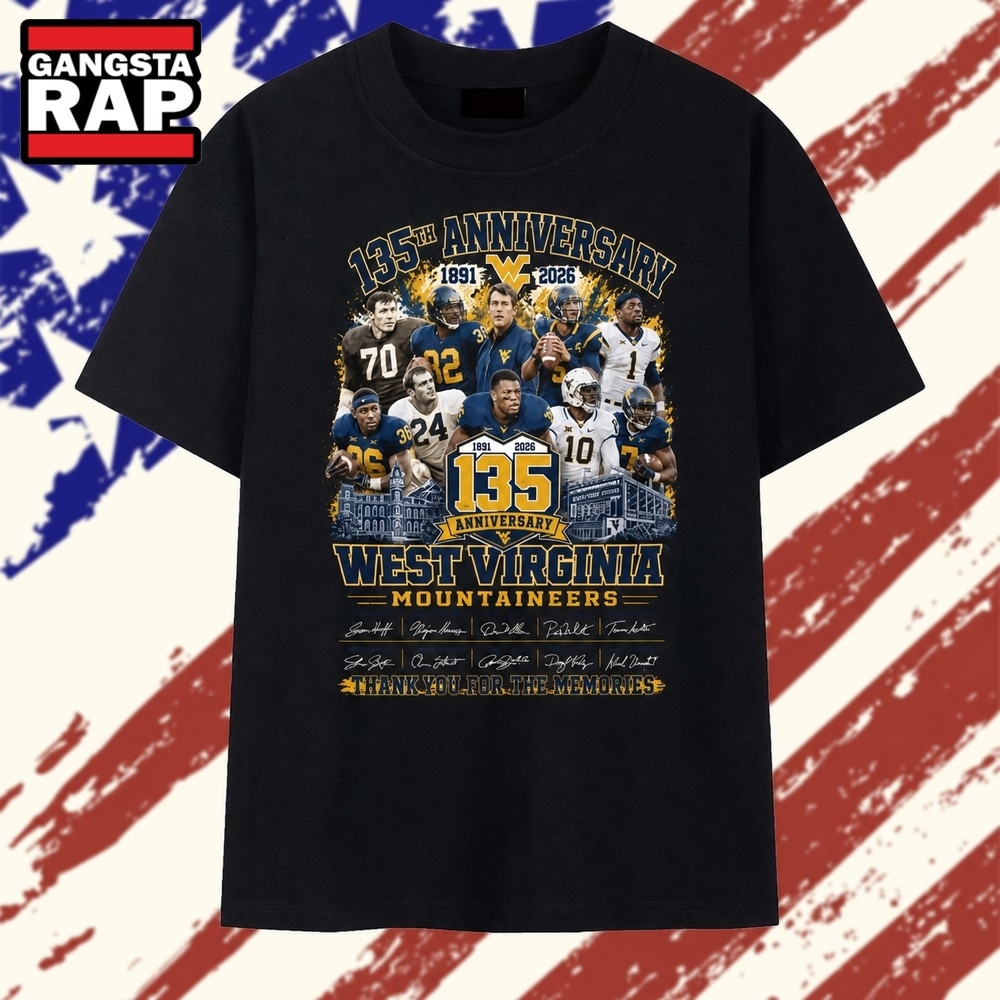 West Virginia Mountaineers 135th Anniversary 1891 2026 Tribute T Shirt, Trending 2D Shirt West Virginia Mountaineers 135th Anniversary 1891 2026 Tribute T Shirt