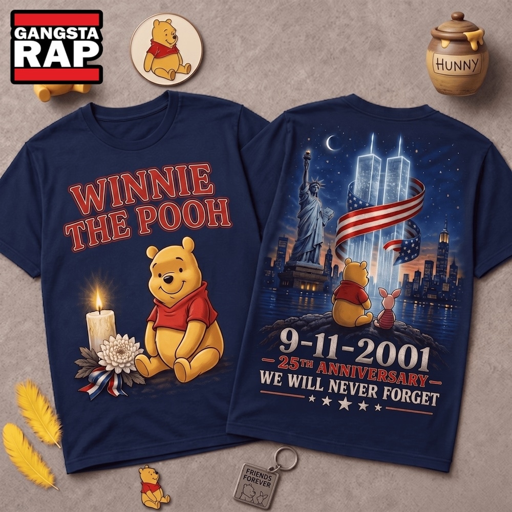 Winnie The Pooh 911 Memorial 25th Anniversary 3D Shirt , Trending 3D Music Shirt Winnie The Pooh 911 Memorial 25th Anniversary 3D Shirt