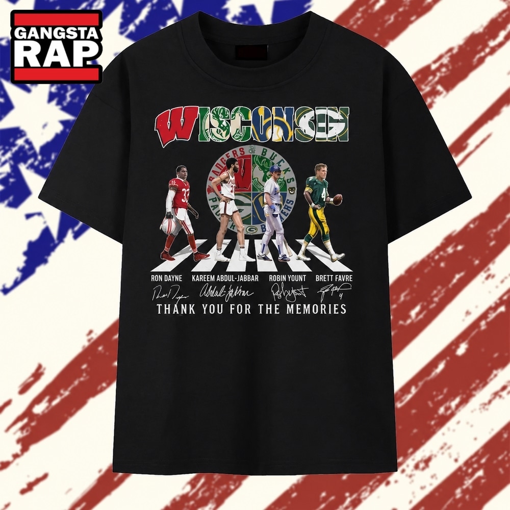 Wisconsin Sports Legends Abbey Road Signatures Thank You For The Memories T Shirt , Vintage Trending Shirt Wisconsin Sports Legends Abbey Road Signatures Thank You For The Memories T Shirt