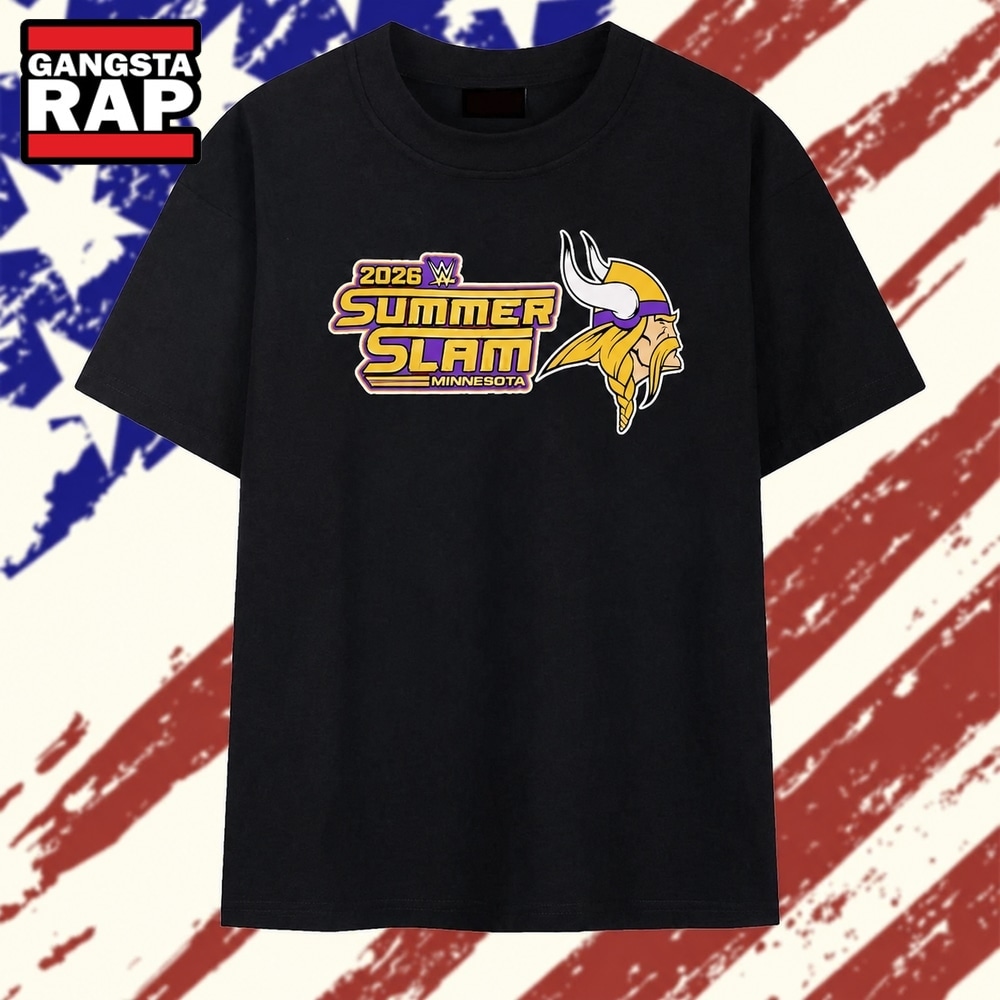 WWE SummerSlam 2026 Minnesota with Vikings logo T Shirt , Trending 2D Shirt Wwe Summerslam 2026 Minnesota With Vikings Logo T Shirt