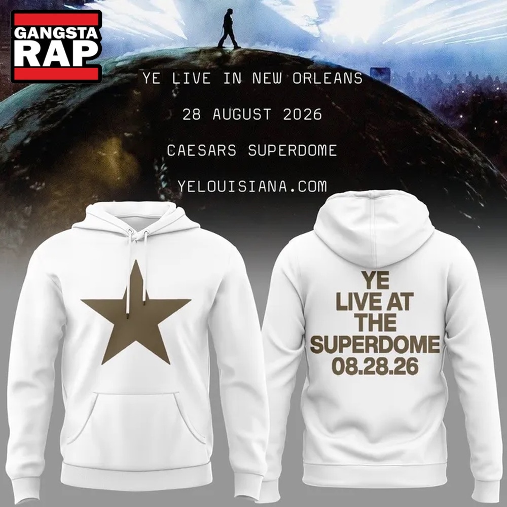 Ye Live Concert Tour At The Superdome 2026 White Hoodie, Trending 3D Music Shirt YE Live Concert Tour AT The Superdome 2026 White Hoodie