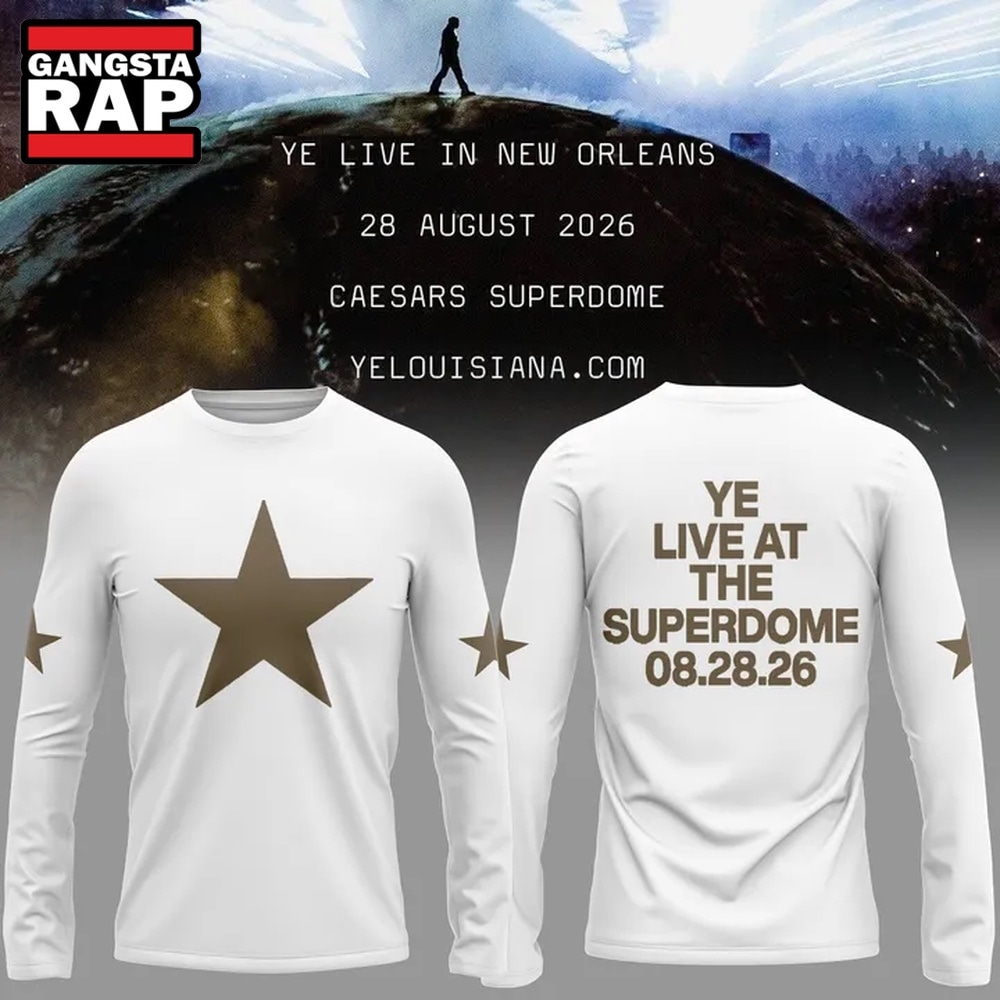 Ye Live Concert Tour At The Superdome 2026 White Long Sleeve Shirt, Trending 3D Music Shirt YE Live Concert Tour AT The Superdome 2026 White Long Sleeve Shirt
