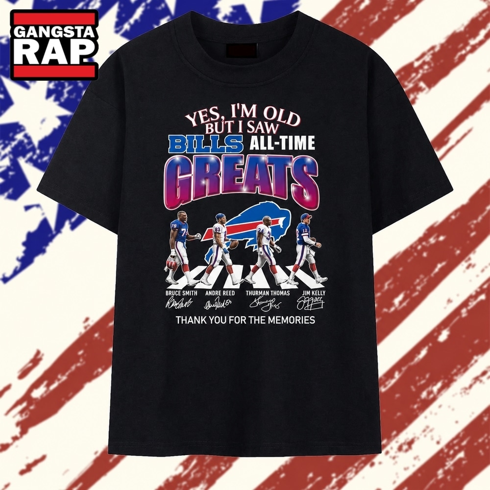 Yes I'm Old But I Saw Bills All Time Greats Signatures Abbey Road T Shirt, Trending 2D Shirt Yes I M Old But I Saw Bills All Time Greats Signatures Abbey Road T Shirt