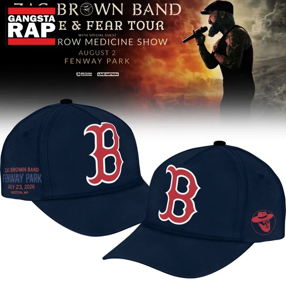 Zac Brown Band x Boston Red Sox Fenway Park Love & Fear Tour 2026 Navy Cap , Trendy Music Baseball Cap Zac Brown Band X Boston Red Sox Fenway Park Love Fear Tour 2026 Navy Cap