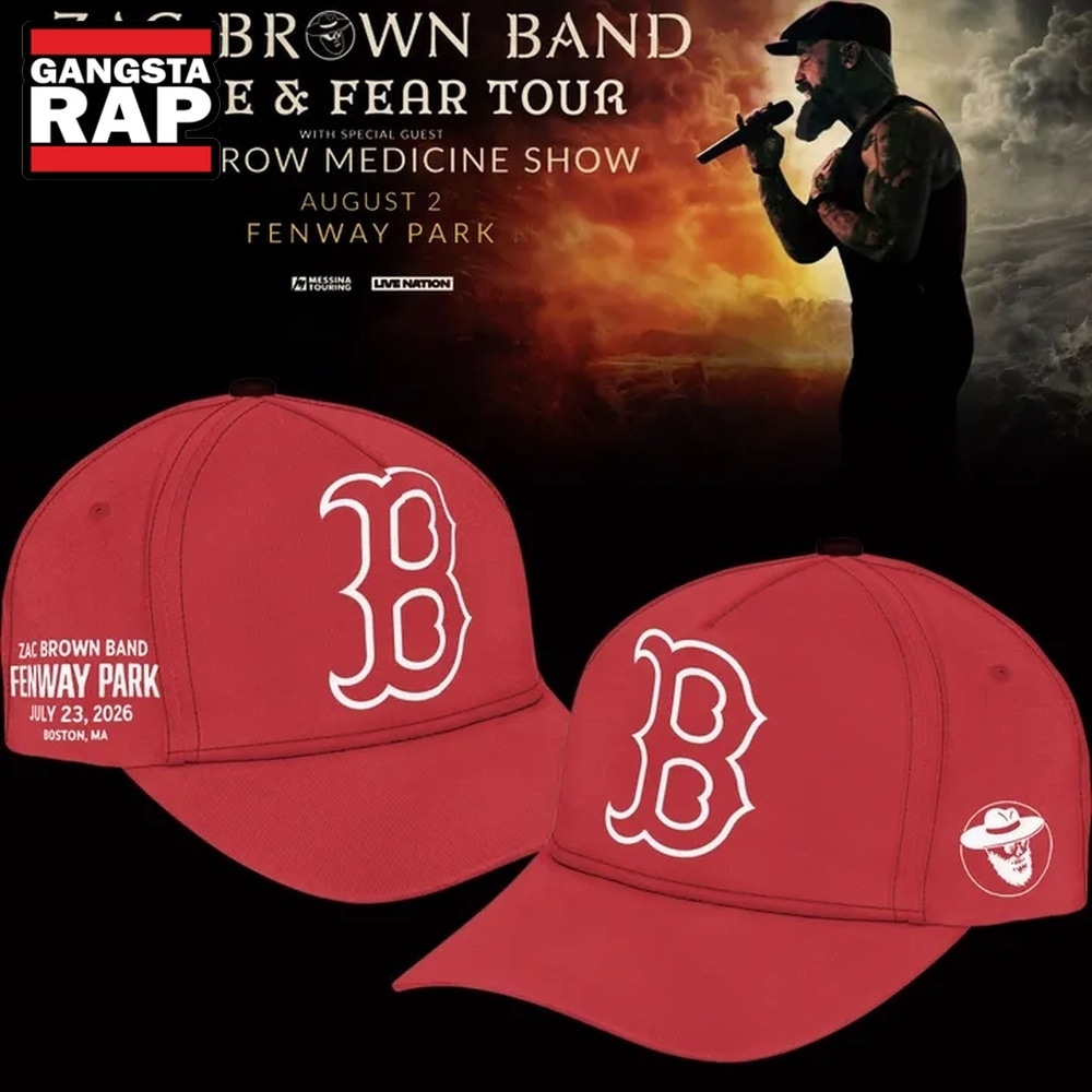 Zac Brown Band x Boston Red Sox Fenway Park Love & Fear Tour 2026 Red Cap , Trendy Music Baseball Cap Zac Brown Band X Boston Red Sox Fenway Park Love Fear Tour 2026 Red Cap