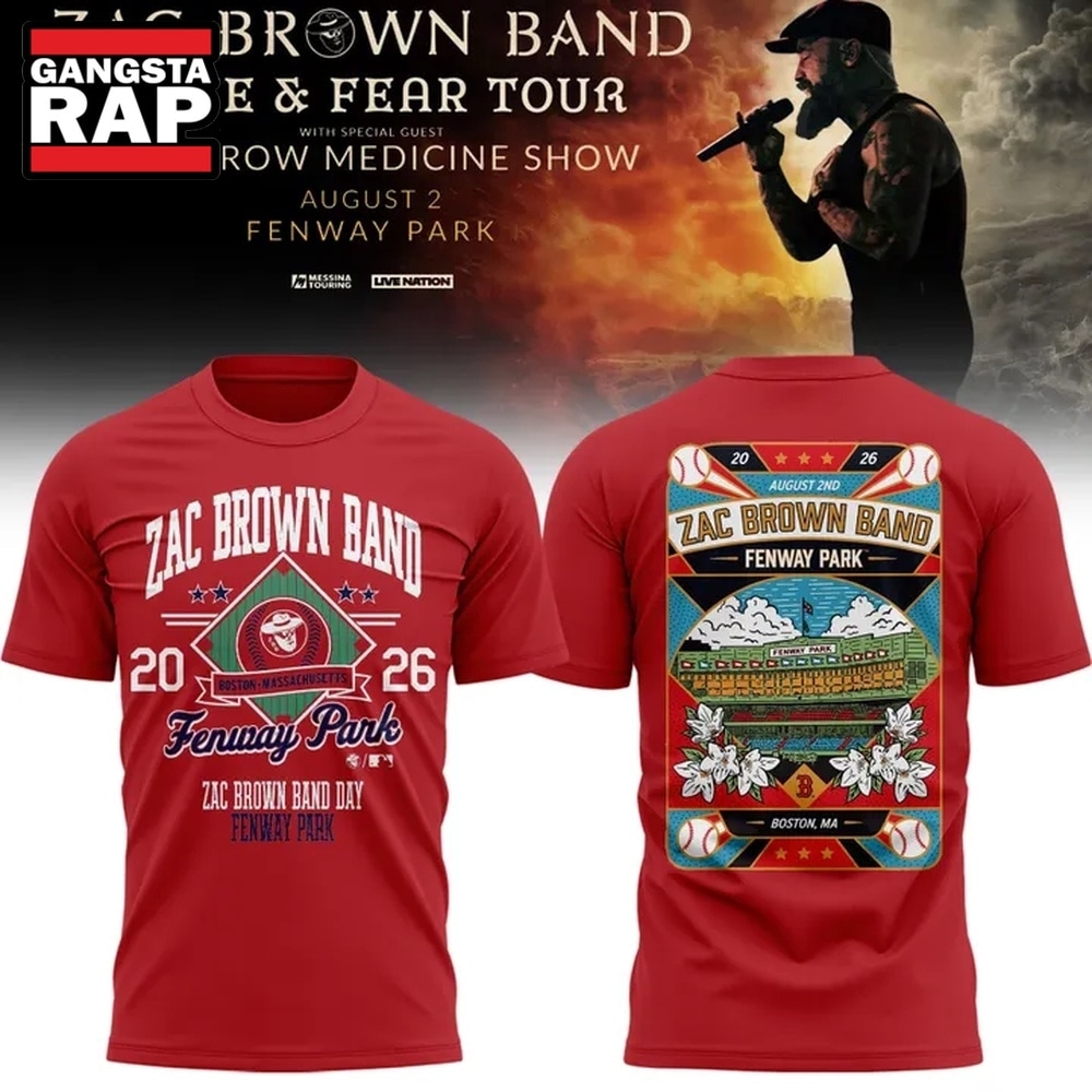 Zac Brown Band x Boston Red Sox Fenway Park Love & Fear Tour 2026 Red T Shirt , Music Trending 3D Shirt Zac Brown Band X Boston Red Sox Fenway Park Love Fear Tour 2026 Red T Shirt