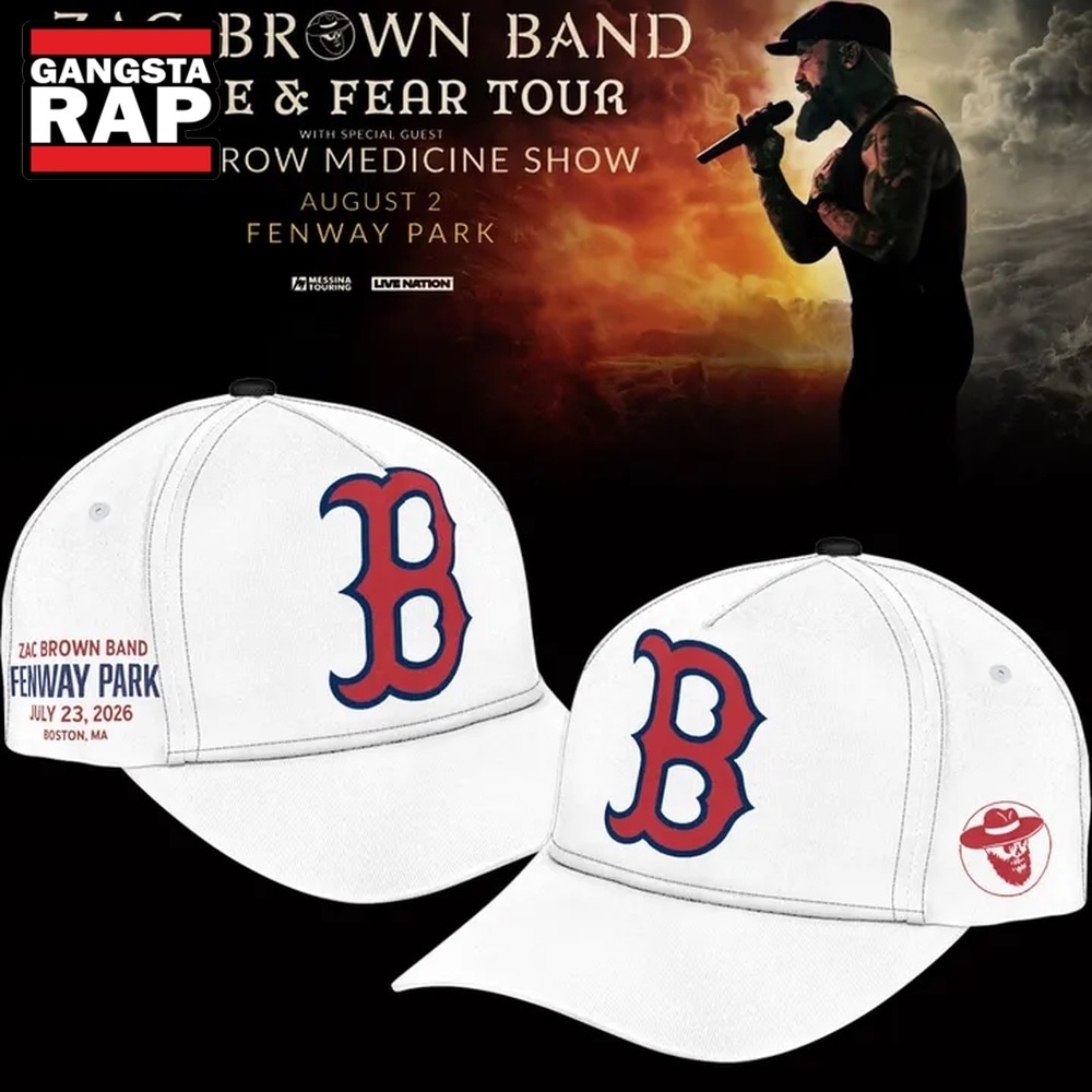 Zac Brown Band x Boston Red Sox Fenway Park Love & Fear Tour 2026 White Cap , Trendy Music Baseball Cap Zac Brown Band X Boston Red Sox Fenway Park Love Fear Tour 2026 White Cap