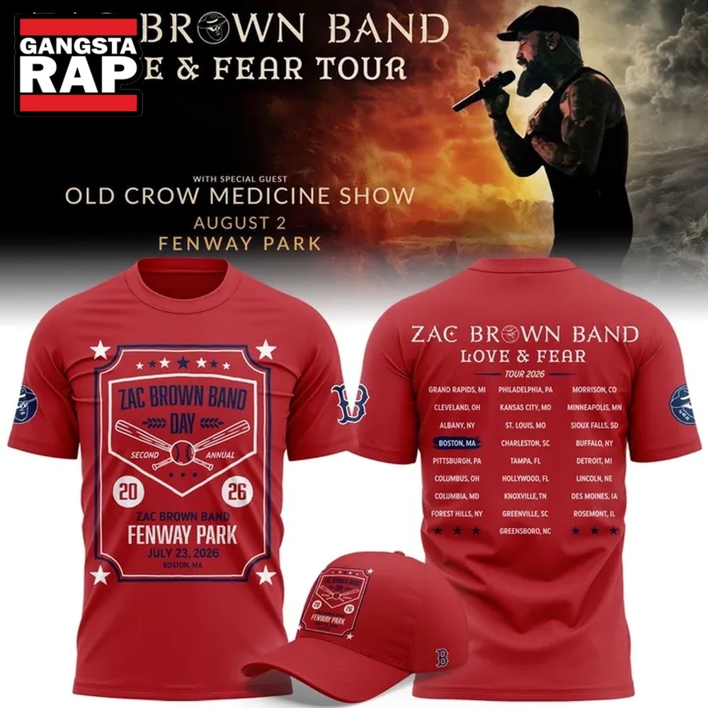 Zac Brown Band X Boston Red Sox Love & Fear Tour 2026 Fenway Park Limited Red T Shirt , Music Trending 3D Shirt Zac Brown Band X Boston Red Sox Love Fear Tour 2026 Fenway Park Limited Red T Shirt