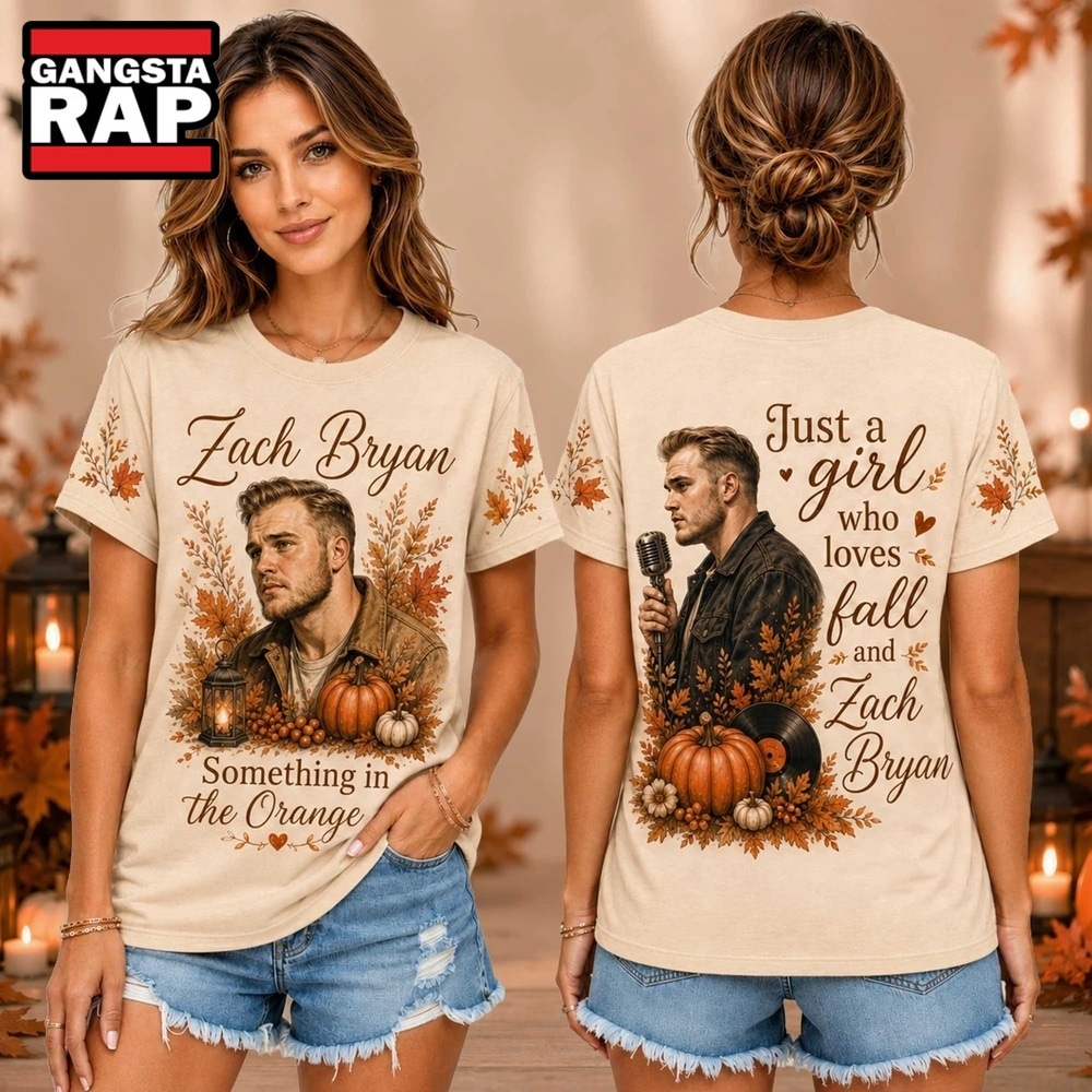 Zach Bryan Autumn Pumpkins Vintage Portrait Unisex 3D Shirt , Music Trend Shirt Zach Bryan Autumn Pumpkins Vintage Portrait Unisex 3D Shirt