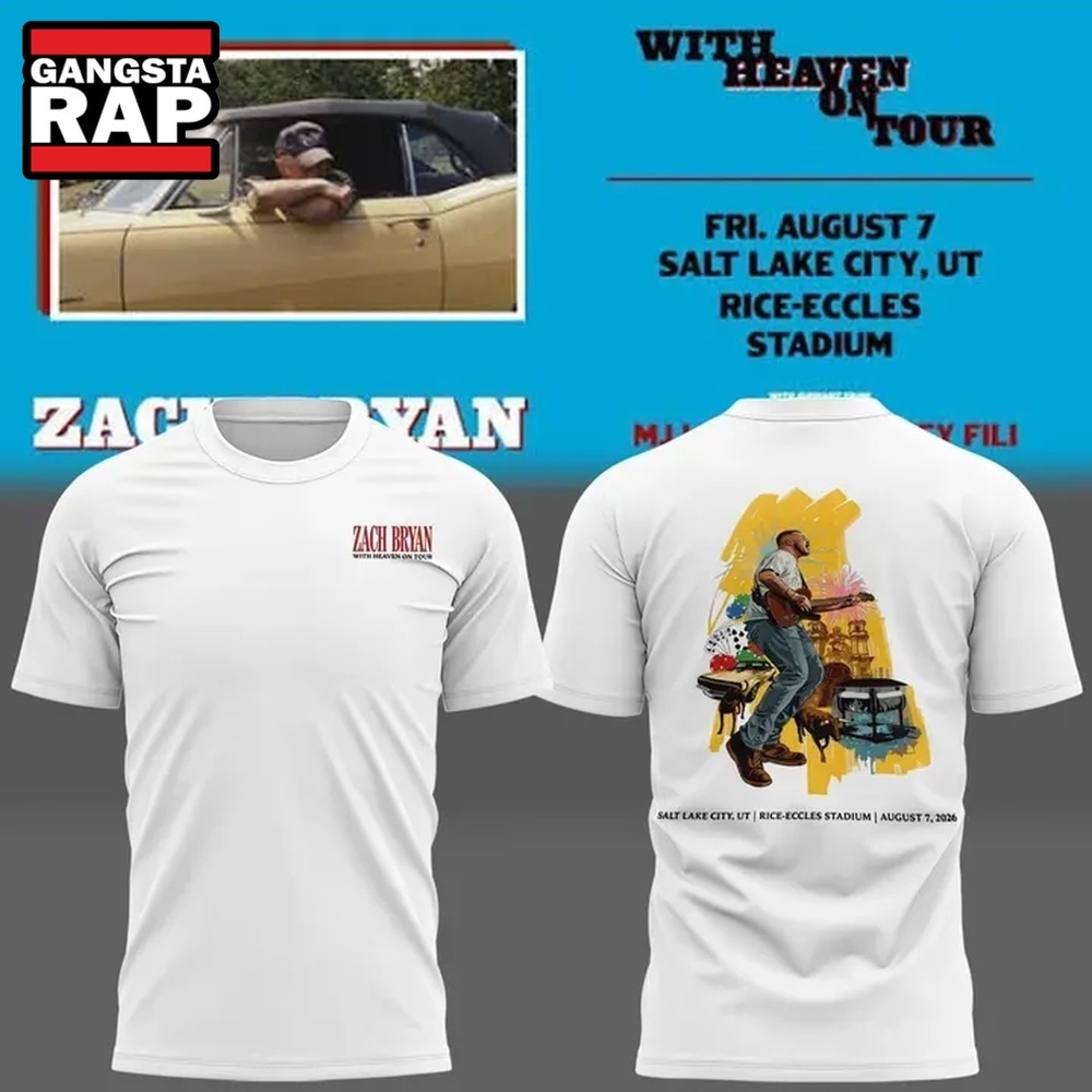 Zach Bryan Salt Lake City, UT Event With Heaven On Tour 2026 T Shirt , Music Trend Shirt Zach Bryan Salt Lake City, UT Event With Heaven On Tour 2026 T Shirt , Music Trend Shirt