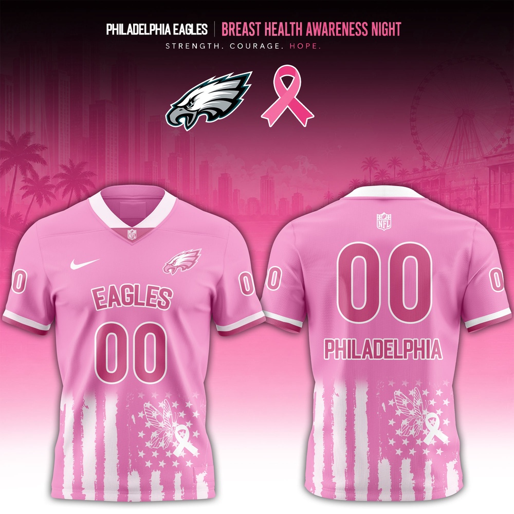 Philadelphia Eagles 2026 x Breast Health Awareness Night Limited Edition Football Jersey, Trending Football Jersey Philadelphia Eagles 2026 X Breast Health Awareness Night Limited Edition Football Jersey