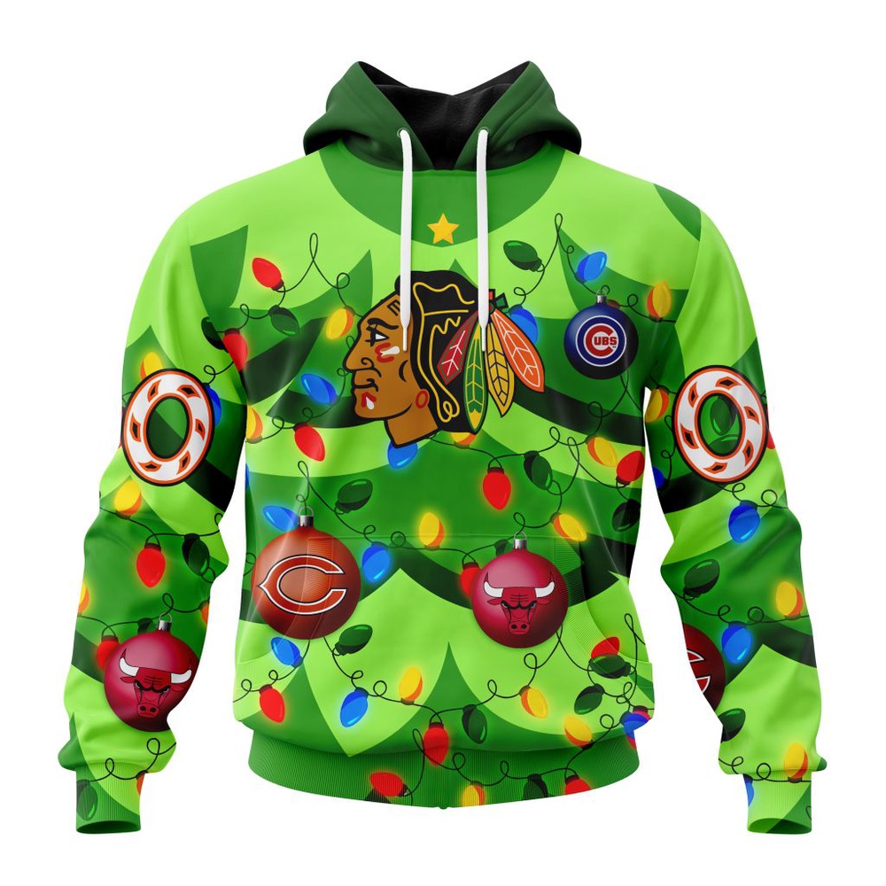 NHL Chicago BlackHawks Specialized Christmass Tree Color And City's Sport Teams Hoodie, T Shirt, NHL 3D Shirt Nhl Chicago Blackhawks Specialized Christmass Tree Color And City S Sport Teams Hoodie T Shirt 1