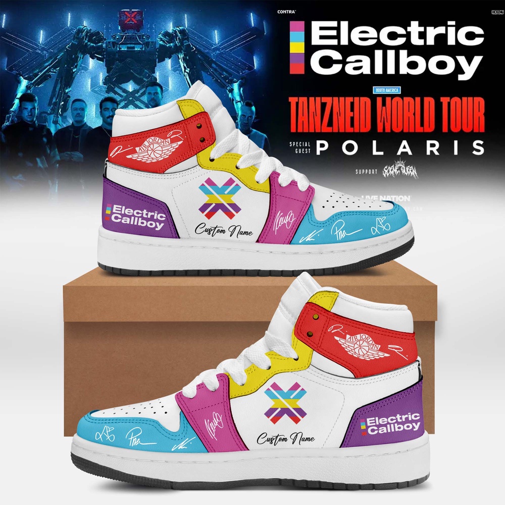 Electric Callboy Tanzneid World Tour 2026 Limited Edition Signature Air Jordan 1 Hightop Shoes, Music Air Jordan 1 Shoes Electric Callboy Tanzneid World Tour 2026 Limited Edition Signature Air Jordan 1 Hightop Shoes