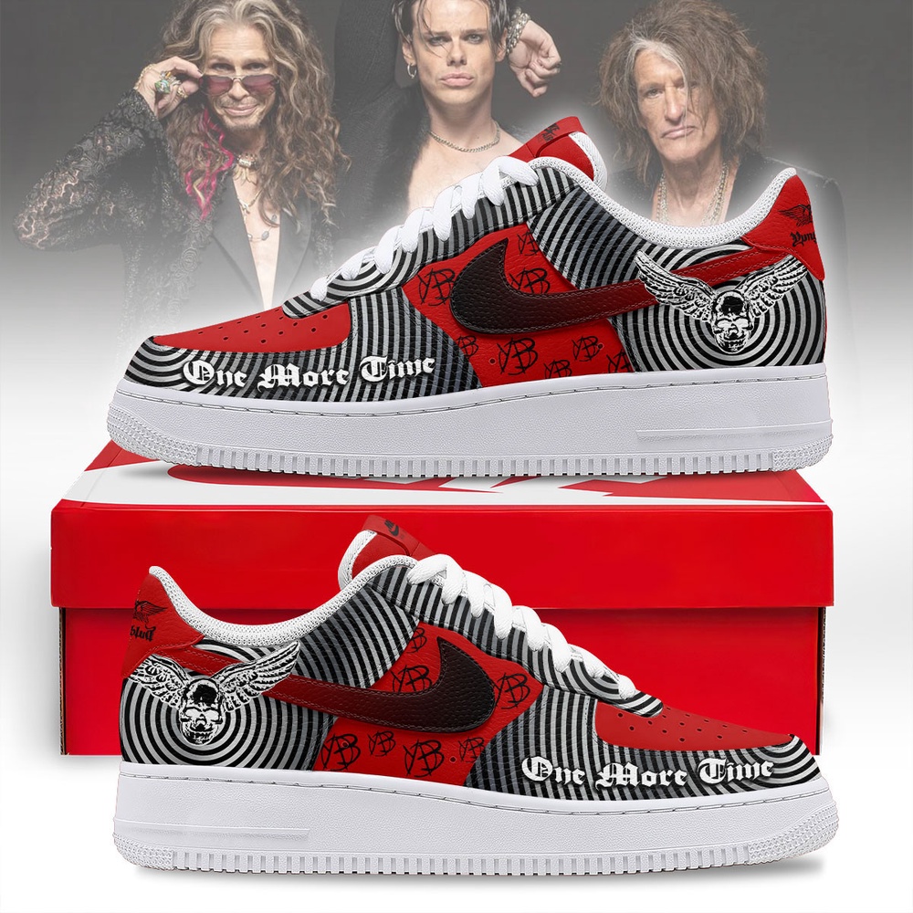Aerosmith One More Time Tour Custom Air Force 1 Shoes, Red & Black Winged Skull Sneakers, Music Air Force 1 Shoes Aerosmith One More Time Tour Custom Air Force 1 Shoes, Red & Black Winged Skull Sneakers, Music Air Force 1 Shoes